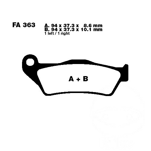 12/00-03 Without integral ABS EBC Bremsbeläge FA363 HINTEN BMW R 1100 S 
