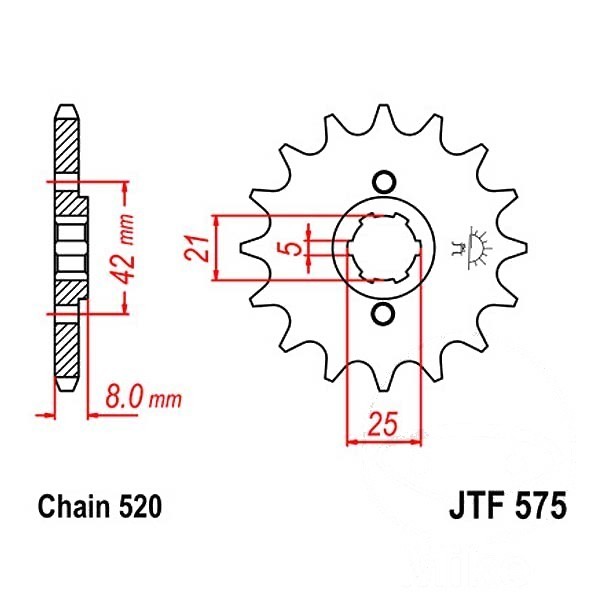 JT Sprockets Ritzel 15 Zähne Teilung 525 grobverzahnt 5 mm 21/25 mm 